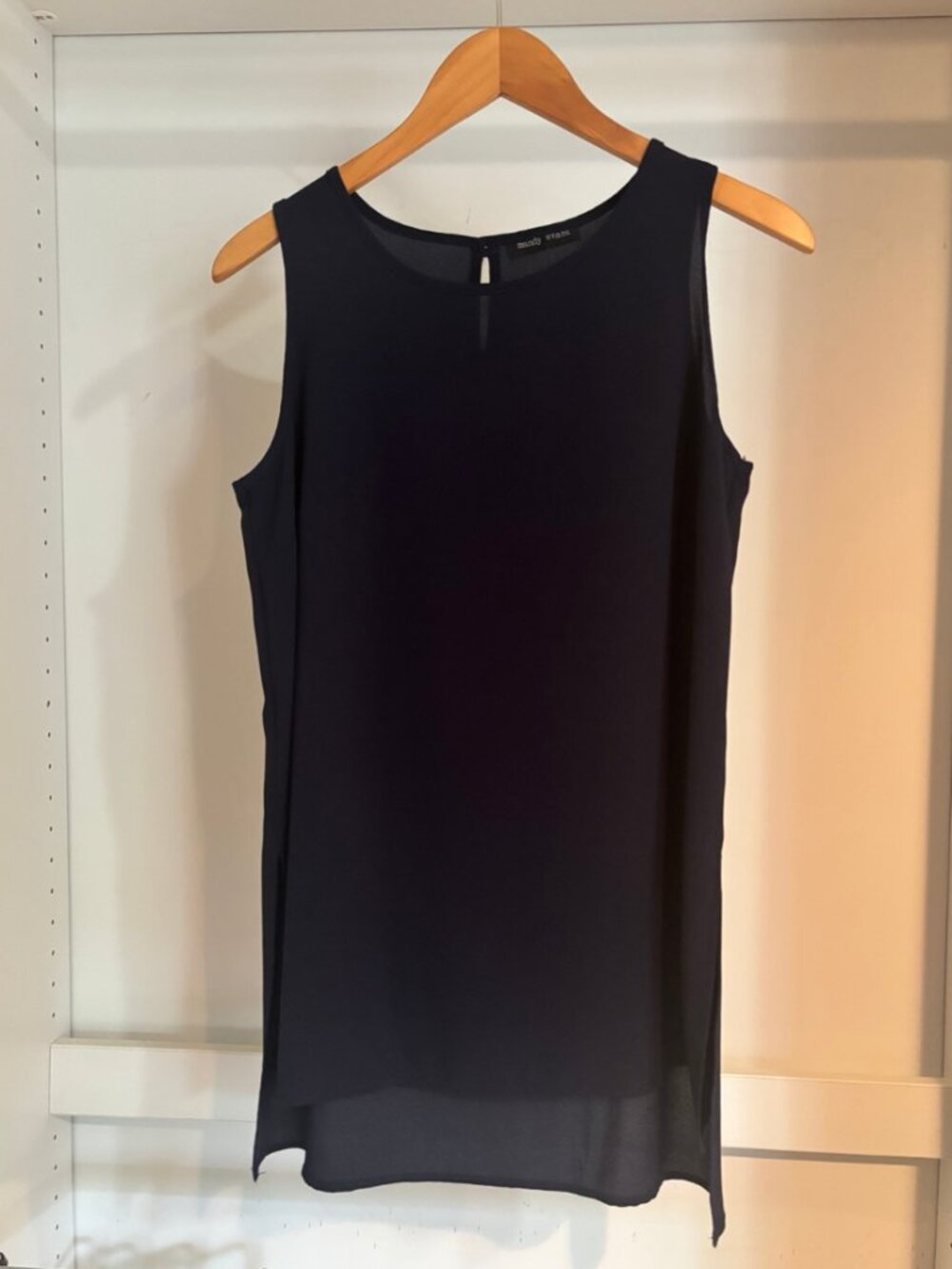 Mandy Evans Navy Sleeveless Chiffon Tunic Blouse Women's Career Office Top